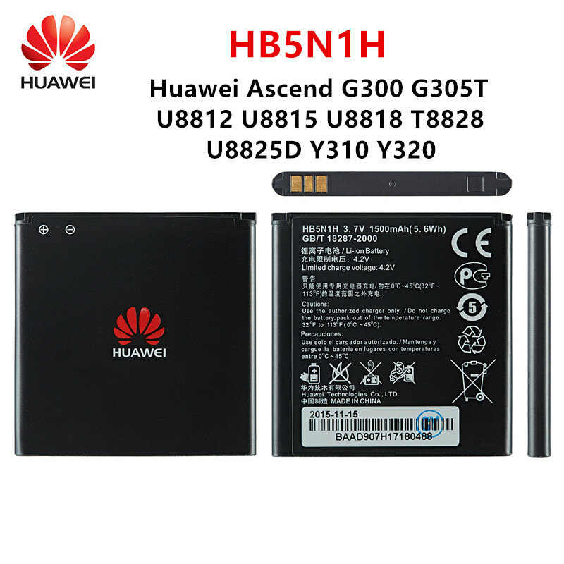 HB5N1H Nueva Batería para Huawei Y310 G300 G302D G305T G330C 1500mAh 
