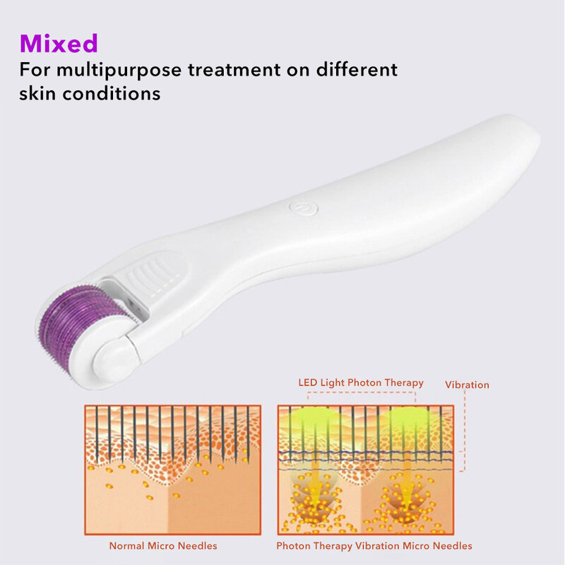 5 Colors LED Electric Micro Needles Derma Roller Titanium Mezoroller Microneedle Machine For Skin Care And Body
