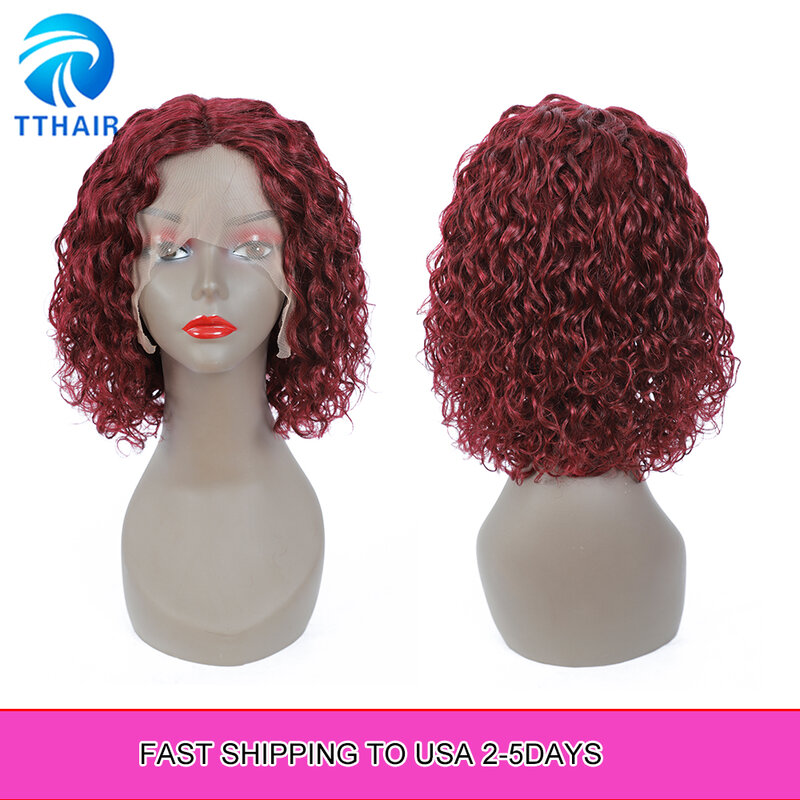 TTHAIR-pelucas de cabello humano 150% rizado para mujeres negras, cabello brasileño Remy con ondas al agua, malla con división de cabello Natural ombré