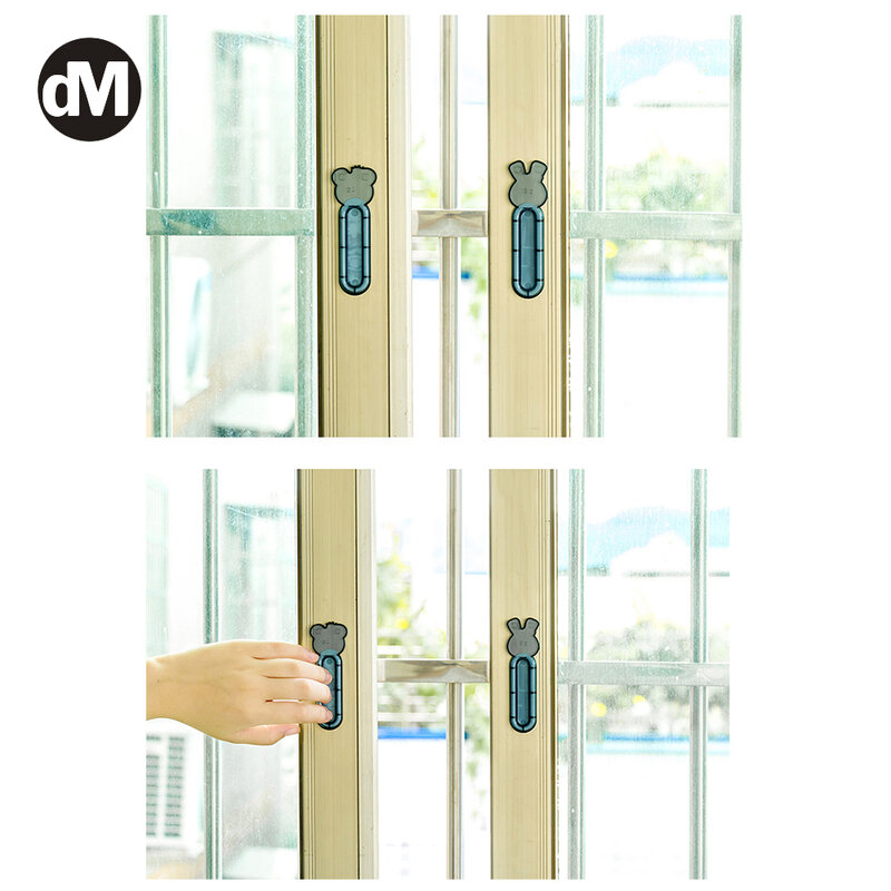 DM 2-20pcs/Set Coffee & Blue Colors Transparent Glass Door Handle Sliding Glass Door Adhesive Type Auxiliary Pull Glass Window