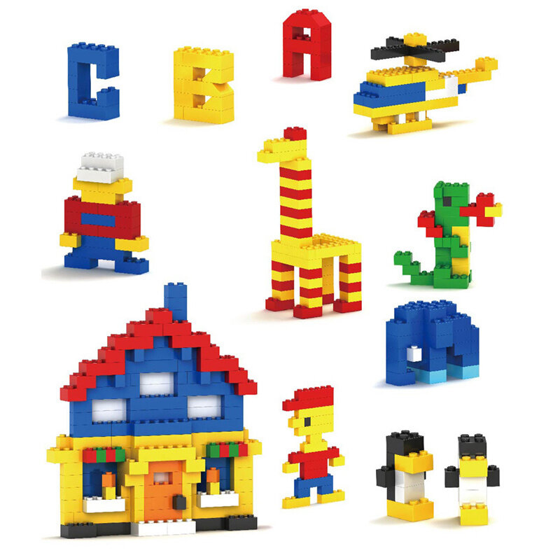 Conjuntos de bloques de construcción 300 Uds 1200 Uds 2100 Uds clásico creador de ciudades etiqueta engomada colorida ladrillos DIY juguetes educativos para niños