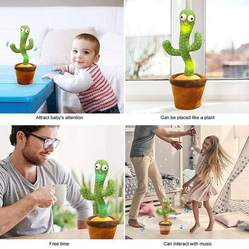 Elektroniczny Shake pluszowy taniec kaktus zabawka taniec ze światłem powtórz swoje słowa głośnik Bluetooth edukacja dzieci zabawki Home Decor