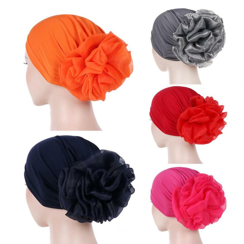 우수한 Beanie Turban 순수한 색깔 우유 섬유 직물 Ruched Stretchy Headscarf 모자 Headscarf 모자 모자 모자