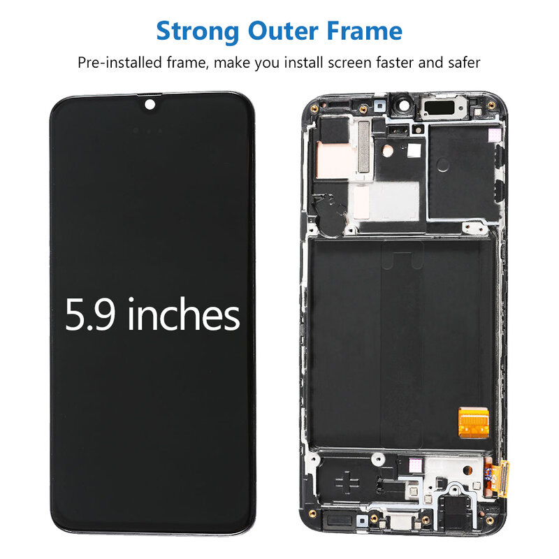 OLED Display For Samsung Galaxy A10 A20A30 A40 A50 A60 A70 A80 A90 A40s A30s Incell Touch Screen With Frame Assembly Replacement