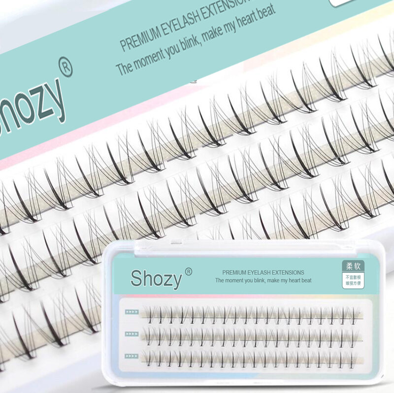 Shozy A/I Shape Professional Makeup Individual Eyelashes Extension Natural Fluffy Grafted False Eyelashes 3D Cluster Lashes