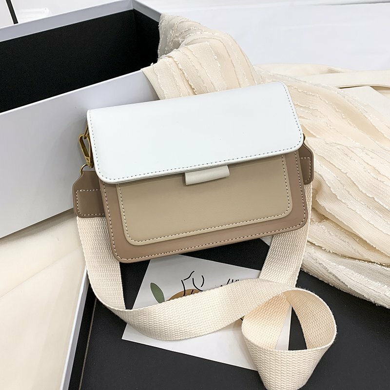Bolsos de hombro tipo bandolera de cuero suave para mujer, bolso de viaje de diseñador de Color contrastante, a la moda, sencillo, para verano, 2021