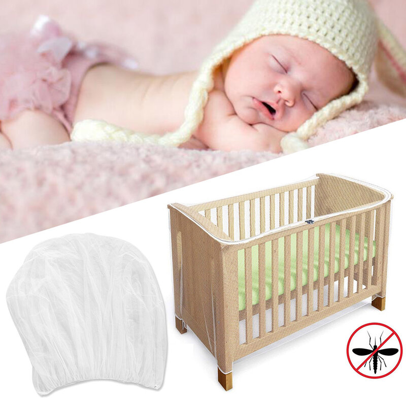 Foldable Baby Cot Summer Accessories Crib Mosquito Net Mesh Insect Cover Bedding Elastic Band Polyester Travel Portable Home
