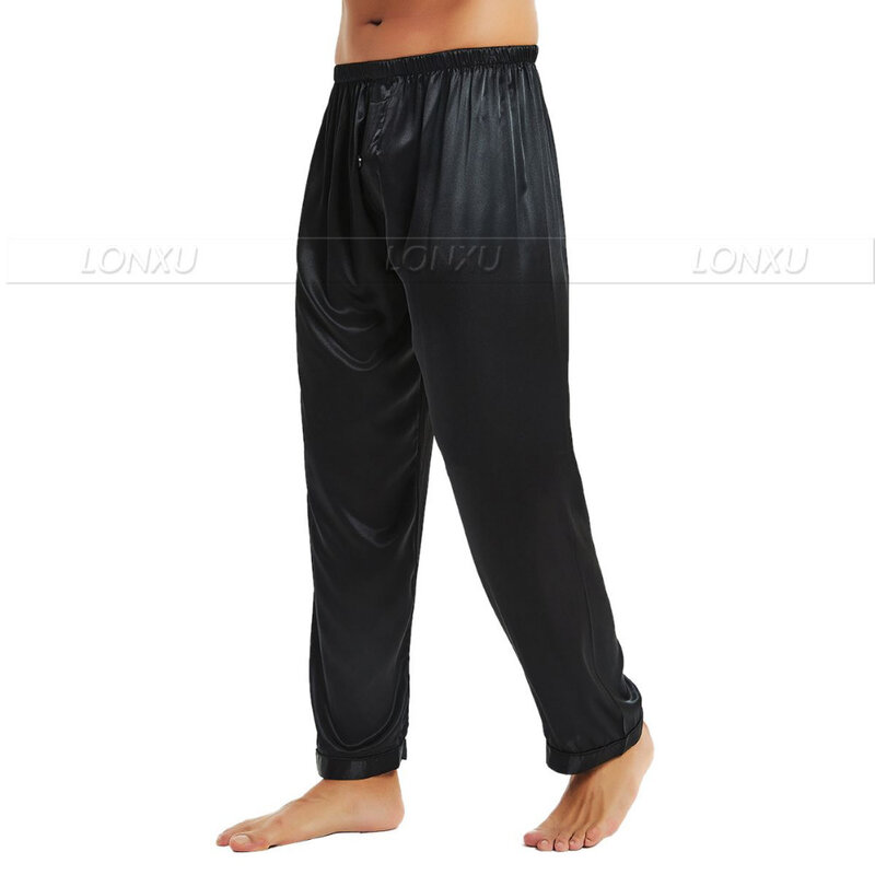 Dos homens de seda cetim pijamas calças calças lounge calças sono bottoms frete grátis s m l xl 2xl 3xl 4xl mais