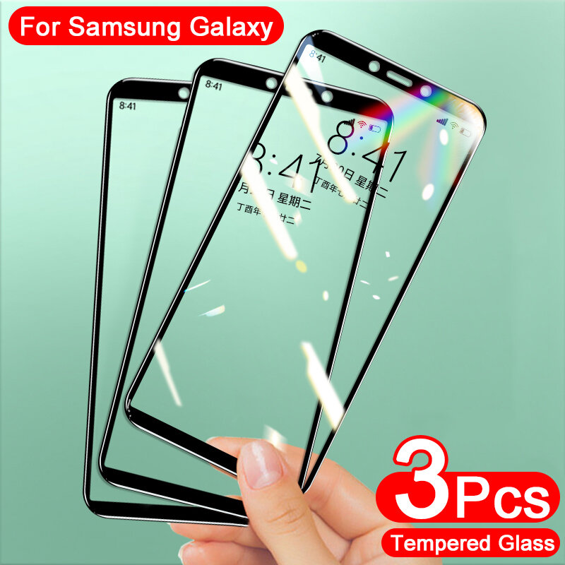 3 шт. закаленное стекло для Samsung Galaxy A7 2017 A8 A3 A5 A6 Plus A750 2018 Защитная пленка для экрана Samsung J5 J7 J3 Pro J6 J8 2018 стекло