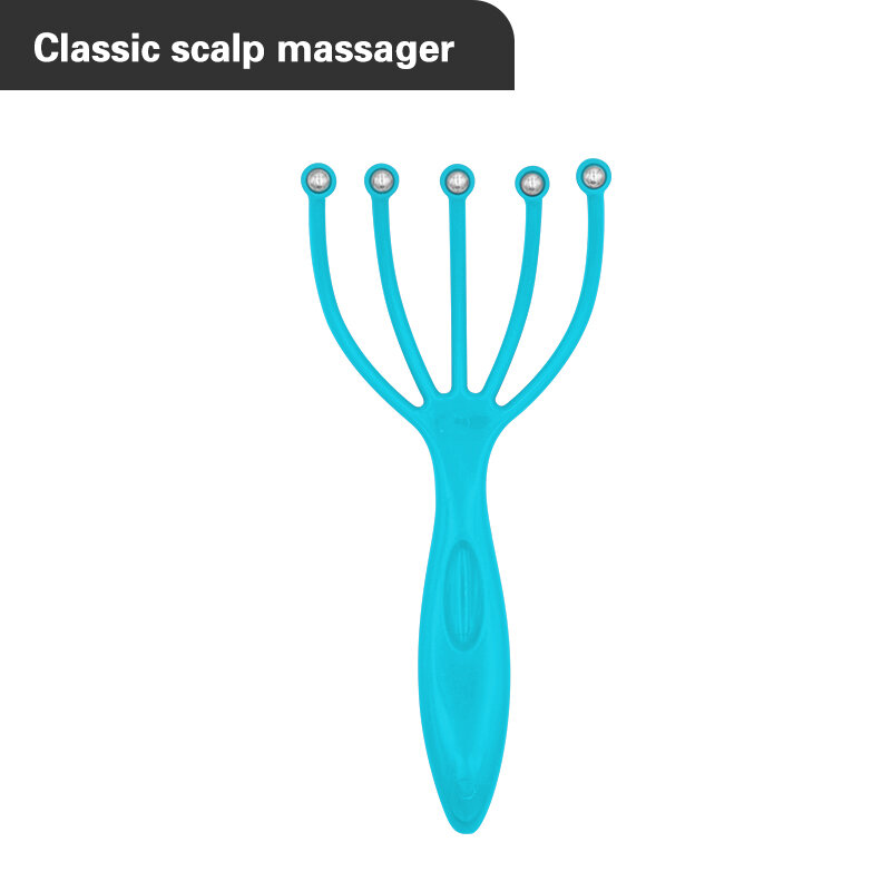Vendedor quente couro cabeludo massageador de aço bola cabeça massagem relaxamento cinco dedo massageador para a cabeça