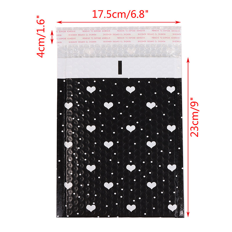 10pcs 7x9.2 IN Bubble Mailer Self Seal Padded Black Love Envelopes/mailing Bags