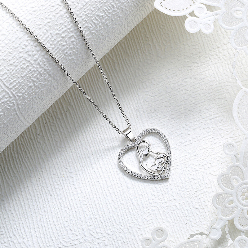 Sodrov collana in argento Sterling 925 con ciondolo amore madre e bambino cuore collana in argento
