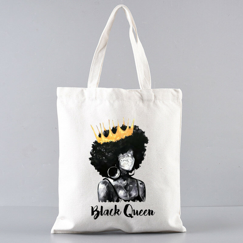 أسود الملكة حقيبة تسوق البقالة حقيبة يد Bolsas دي تيلا حمل بولسا حقيبة تسوق الجوت حمل النسيج مخصص