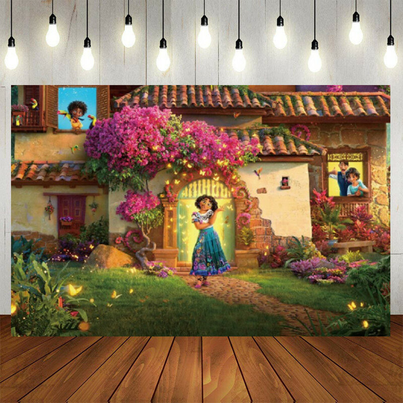 Arrière-plan de photographie Disney Encanto Mirabel, toile de fond en tissu vinyle pour séance Photo, fête d'anniversaire pour enfants et bébés, Studio Photo