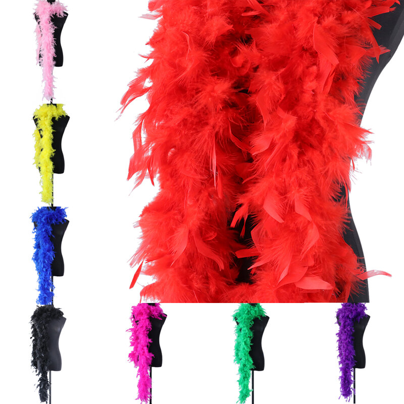 Boa de plumas de marabú esponjosas para chal, plumas de pavo Natural, accesorios para vestido de novia, manualidades decorativas, 2 yardas/piezas, 60G