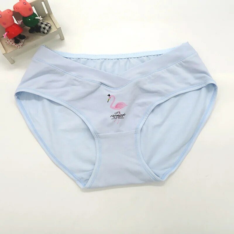 Maternity Panties Low-Waist Cotton Underwear Pregnancy Belly Bands & Support Panty Plus Size U-Shaped Briefs Cartoon Knickers