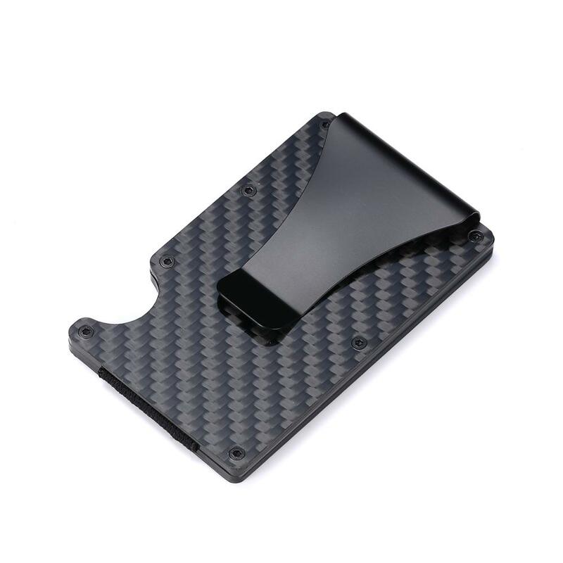 2021 nova moda magro fibra de carbono titular do cartão de crédito rfid não-scan metal carteira bolsa masculina mini sacos de dinheiro