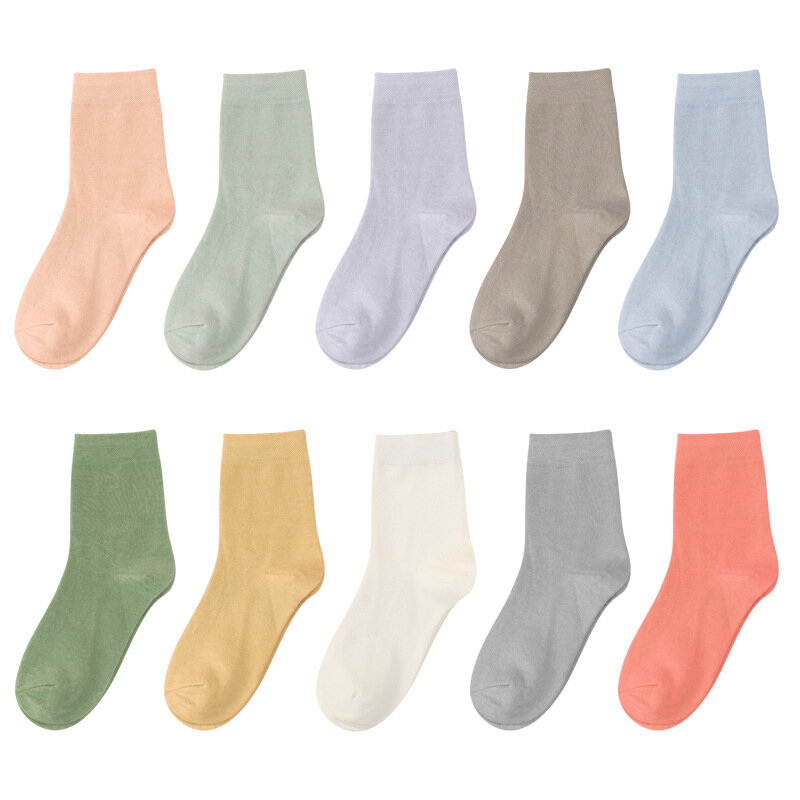 Women's Socks Autumn and Winter Socks Cotton Socks New Candy Color Stockings Pure Cotton College Style Socks Women