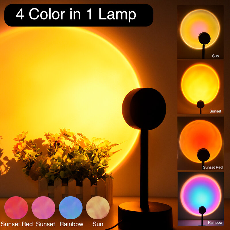 Projector Sunset Lamp USB Night Light Teen Room Bedroom  Bedside Table Led Lamp For Home Wall Decoration Background Mood Light