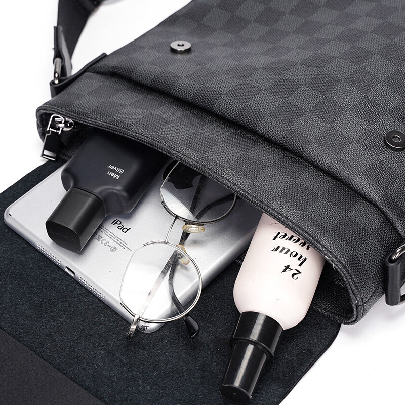 فحص الموضة تصميم الرجال واحد الكتف حقيبة كروسبودي العلامة التجارية الشهيرة حقيبة ساعي جلدية الأعمال السفر بولسو Hombre الاتجاه