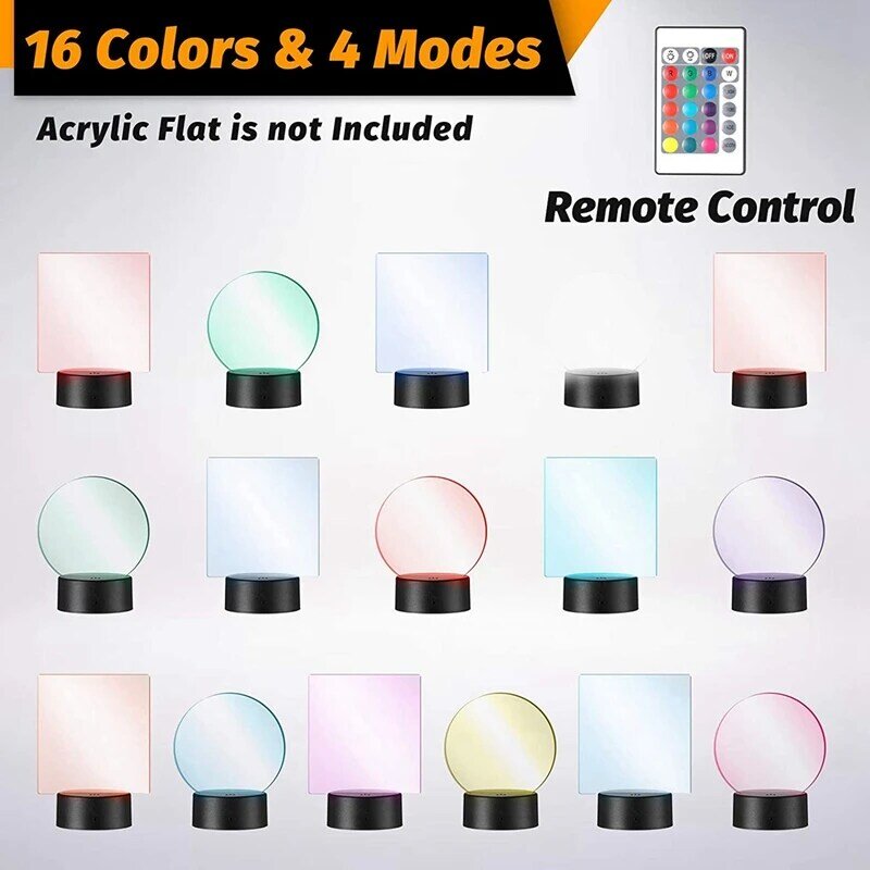 Светодиодный ночсветильник 3D, основа для лампы 16 цветов, основа для светодиодного дисплея, для акрилового и полимерного стекла, для ресторана, комнаты, магазина