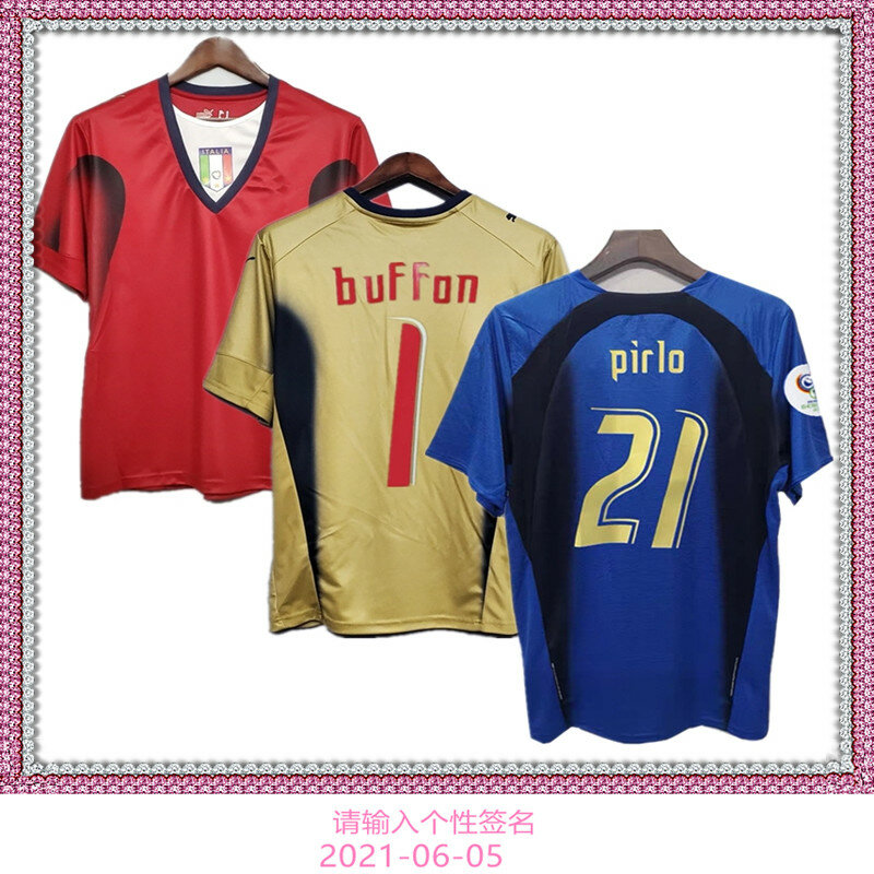 2006 توتي ديل بييرو جميع ريترو سلسلة خمر تي شيرت بأكمام قصيرة قمصان كرة قدم علوية