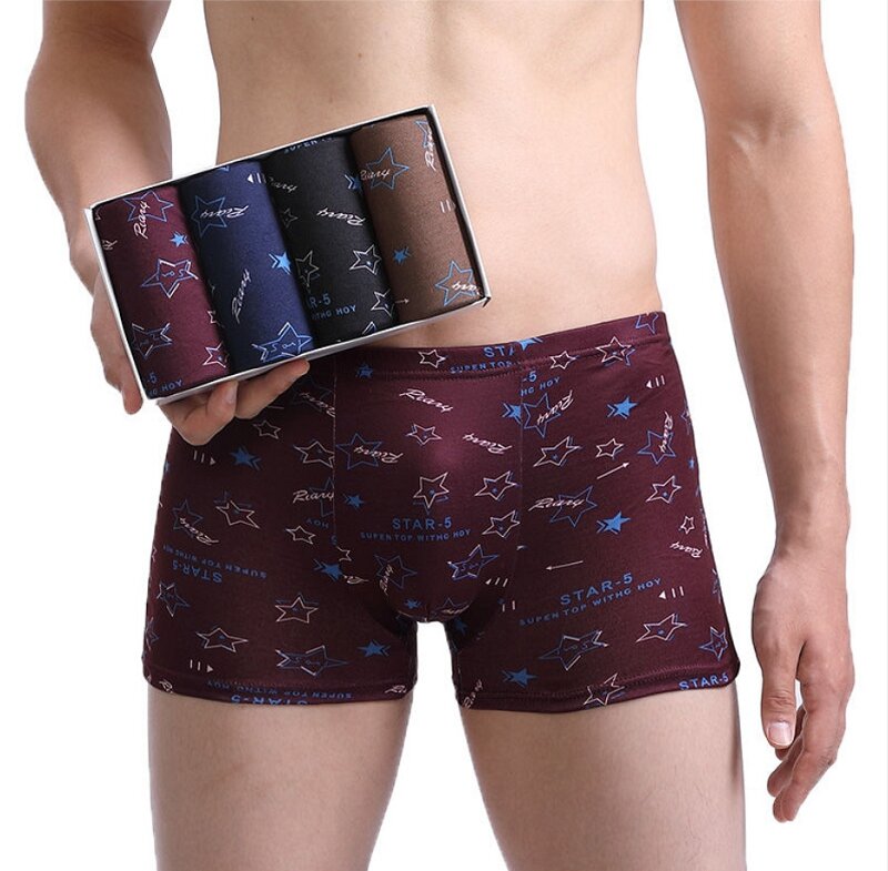 4 pçs roupa interior dos homens cuecas boxer boxer shorts boxer boxer cuecas de algodão natural alta qualidade