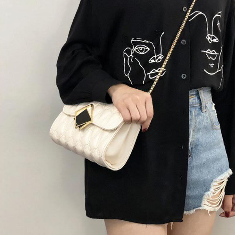Mini bolsa feminina estilo ocidental, bolsa sling quadrado com corrente, ombro/bolsa transversal da moda, 2020