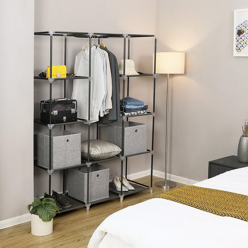 Armoire Portable avec 10 étagères pour la chambre à coucher, organiseur de rangement pour la maison, à monter rapidement et facilement, espace supplémentaire