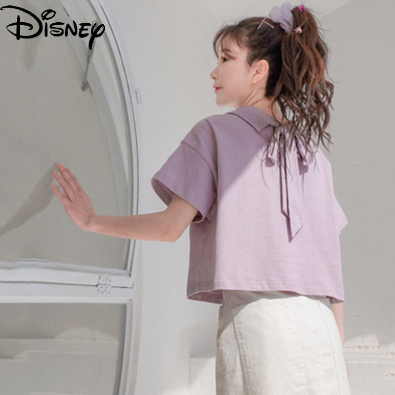 Модная женская летняя Удобная футболка Disney из чистого хлопка, свежая и милая простая универсальная Повседневная футболка с короткими рукав...