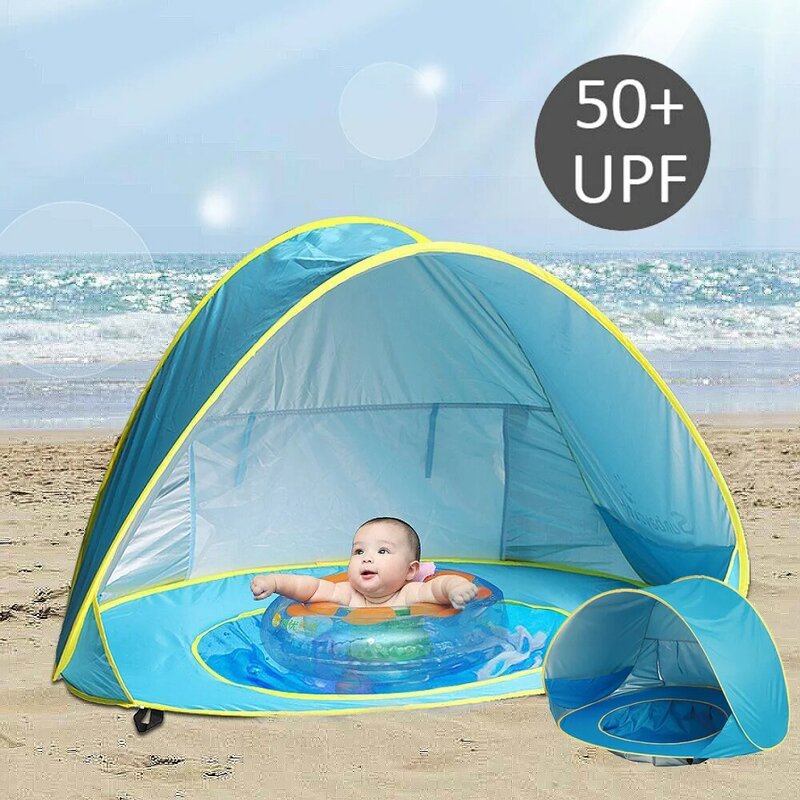Tente de plage d'été, protection contre les UV, avec piscine, auvent Pop-Up, tente pour enfants, petite maison
