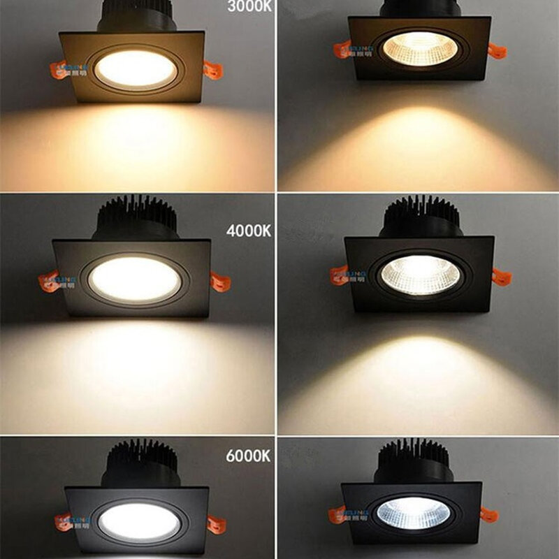 埋め込み式円形LEDシーリングライト,屋内照明,シーリングライト,3W,スクエア,調光可能,4種類