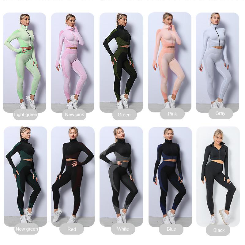 Yoga Sets Women Fitness Sportswear Seamless Women's Suit Outfit Long Sleeve Yoga Clothing Female Sport Gym Wear Running Clothes
