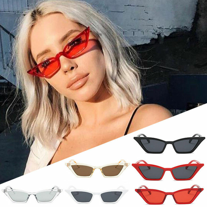 نظارة شمسية عتيقة UV400 للنساء ، إطار صغير ، موضة ، عين القط ، ريترو