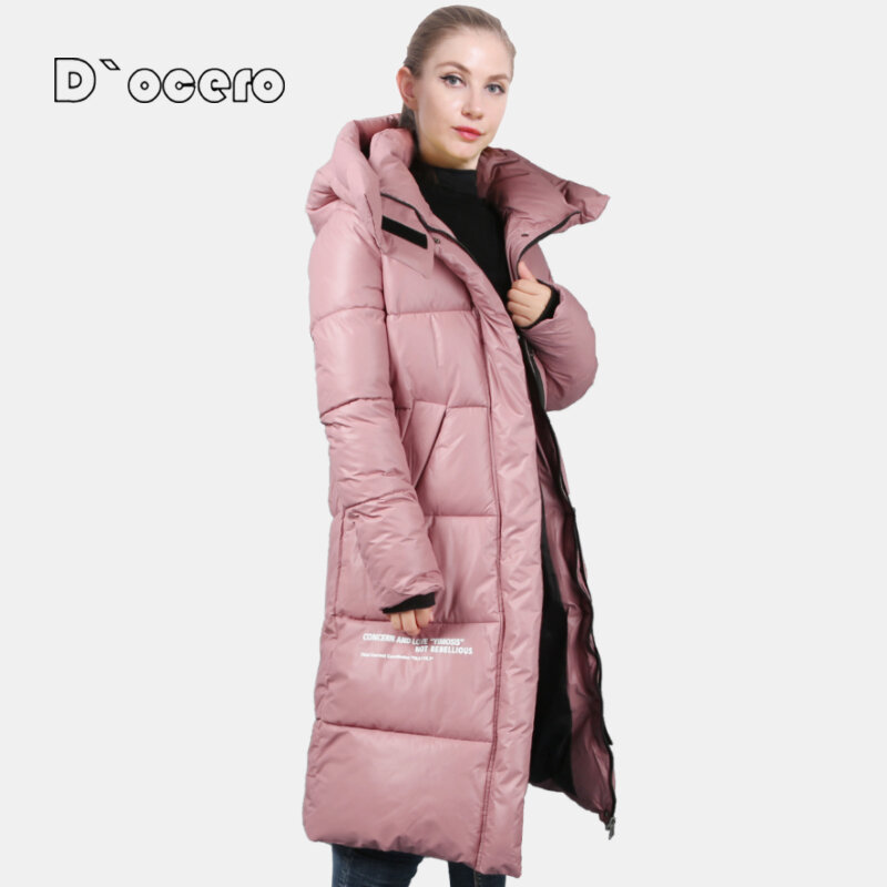 D`OCERO 2021 New Winter Jacket Women Fashion Thick Womens Winter Coat High Quality Hooded Down Jackets European style Warm Parka