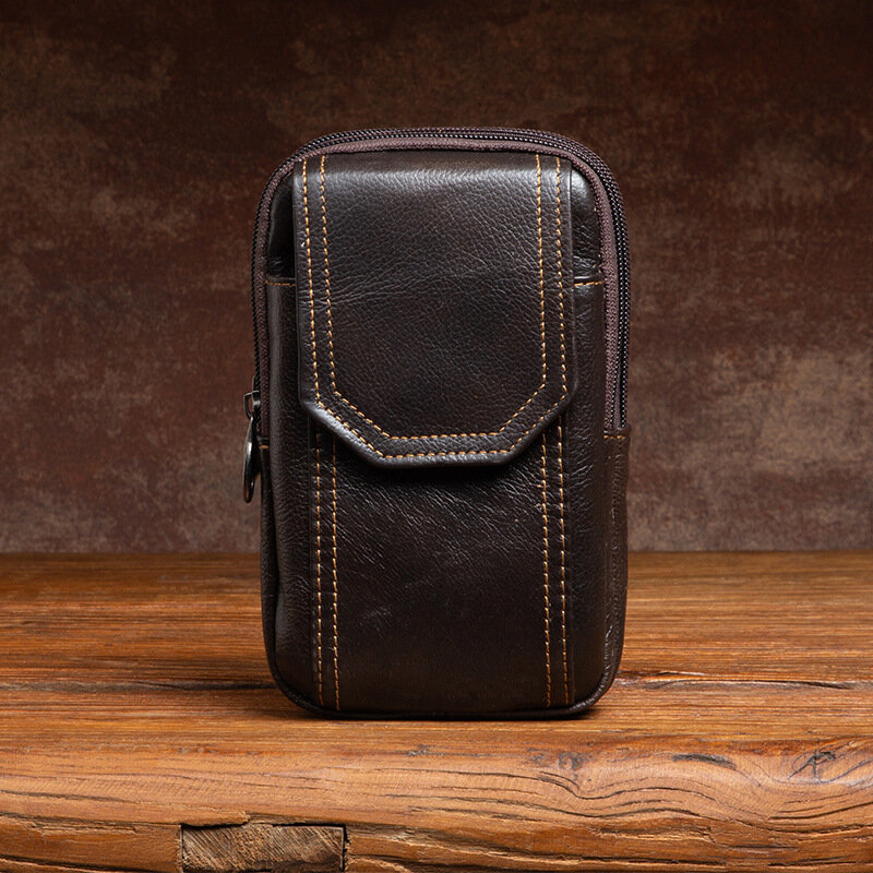 Go-luck design masculino cinto cruz cintura pacote casual fanny sacos de couro genuíno masculino caso bolsa do telefone móvel para iphone