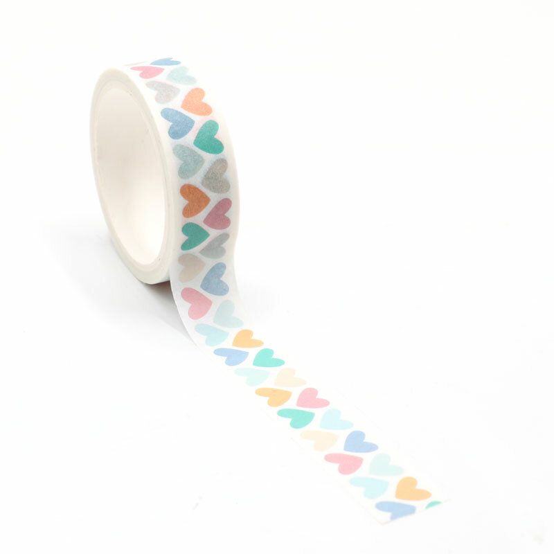 1 pçs colorido amor coração washi fita adesiva de papel material de escritório da escola diy scrapbooking decorativo adesivo fita 5m