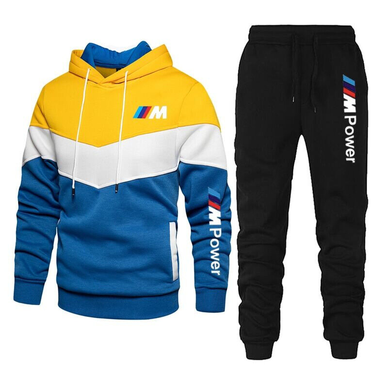 2021 Tracksuit Men 2 Pieces Set Sweatshirt + Sweatpants Sportswear Zipper Hoodies Casual Mens Clothing Jogger Sport Suit Size3XL