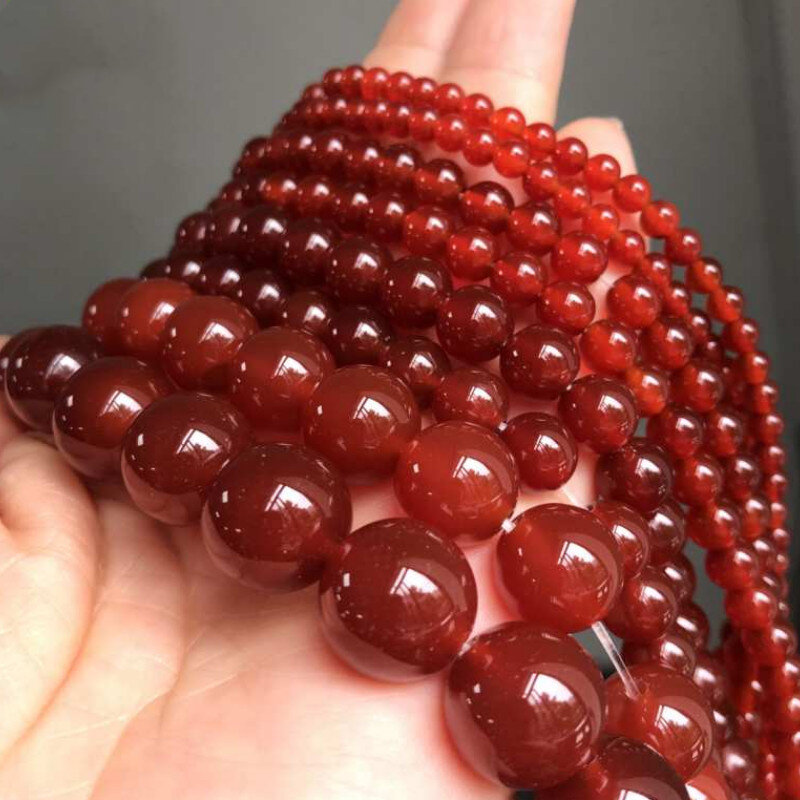 Calidad de ágata roja espaciador suelto grano para fabricación de joyería DIY accesorios de la pulsera (elegir tamaño 4 Mm 6 Mm 8 Mm 10 Mm)