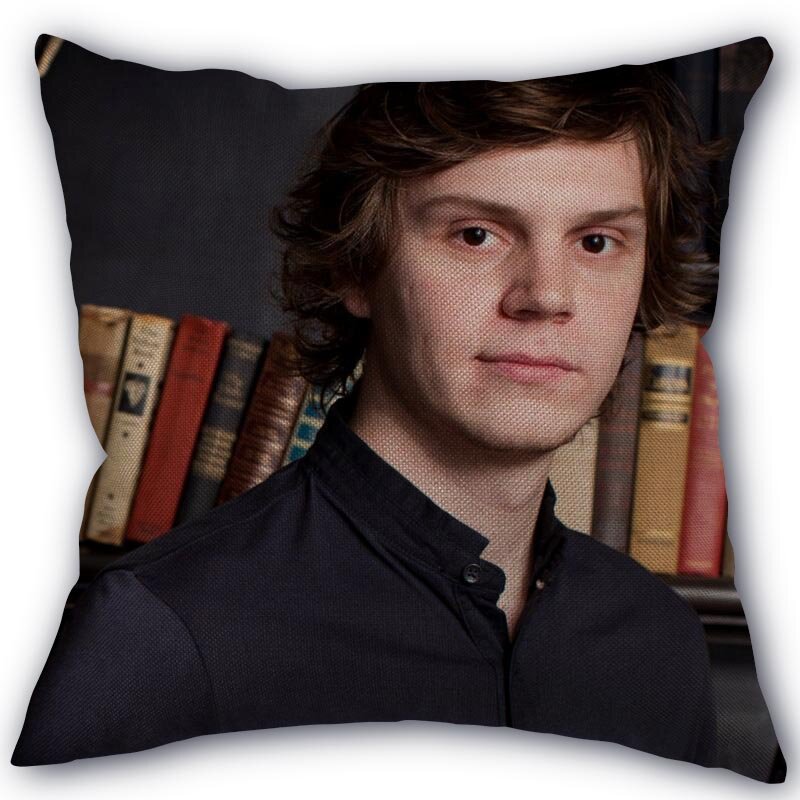 Nice Evan Peters-funda de almohada de tela de lino y algodón, funda de almohada cuadrada con cremallera, 45x45cm, decorativa para boda, 11-17