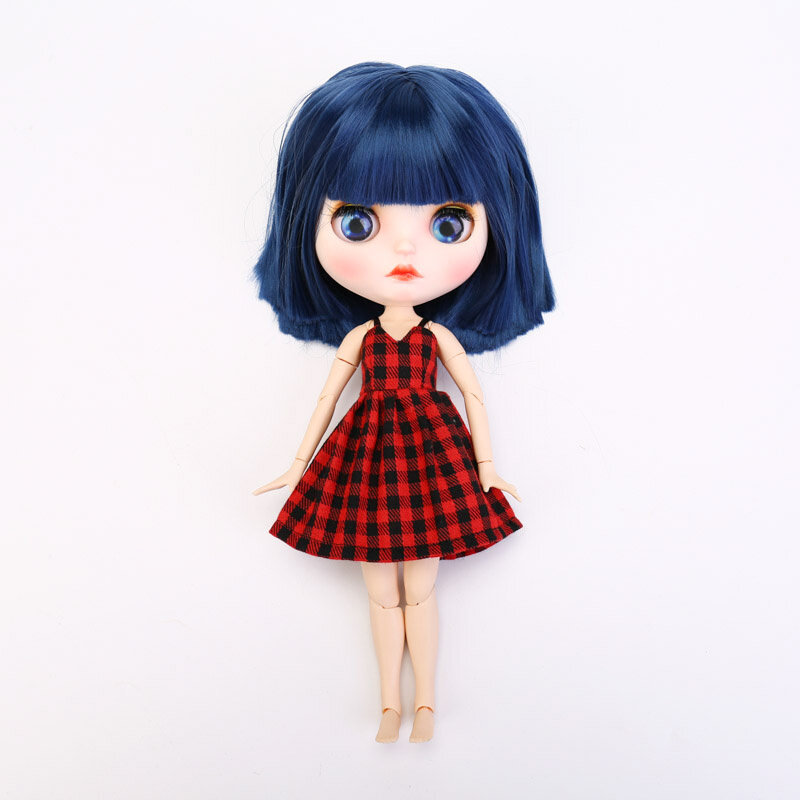Venda quente 30cm blyth boneca roupas moda polka dot saia xadrez vestido vermelho adequado para 1/6 bjd blyth boneca diy vestir-se