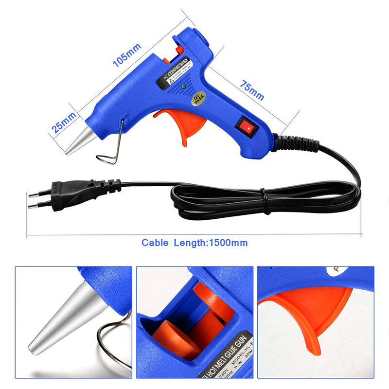 20/40W Glue Gun Heat Hot Melt Glue Gun 110-220V DIY Repair Tool for 7mm Hot Melt Glue Sticks EU Plug