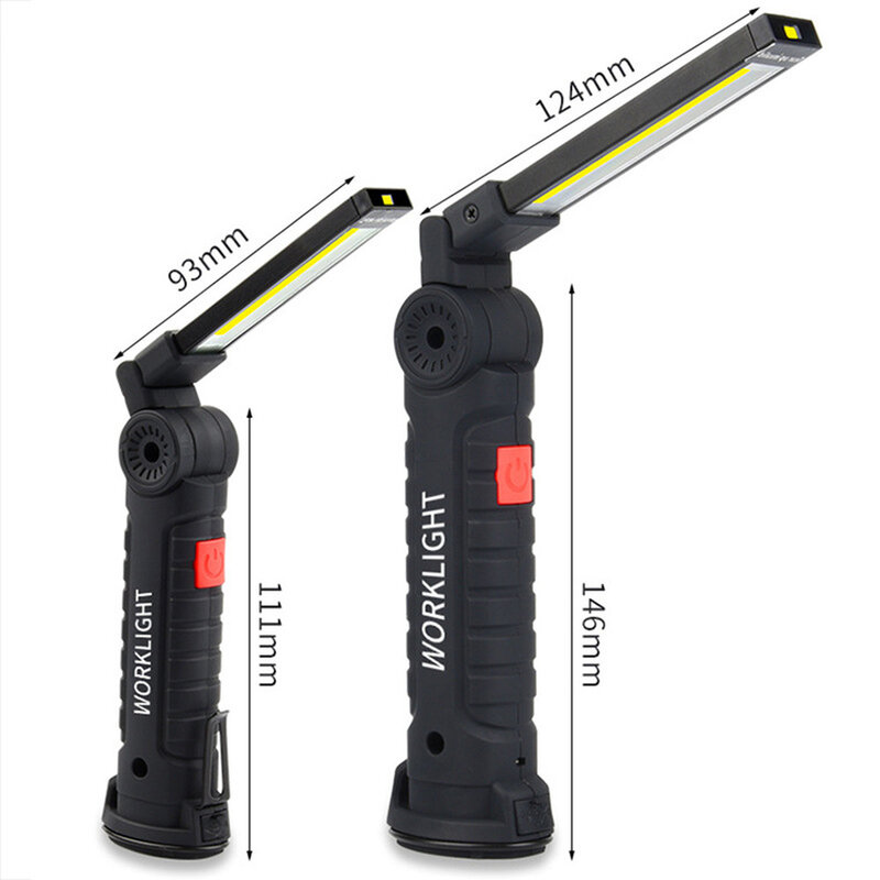 USB Rechargeable Flashlight with Built-in Battery Set Multi Function Folding Work Light COB LED Lamp Camping Torch Flashlight