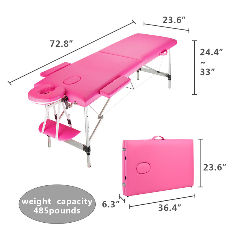 Массажный стол кровать 2 секции складной портативный алюминиевый спа для ног и лица профессиональное косметическое оборудование 60 см в шир...