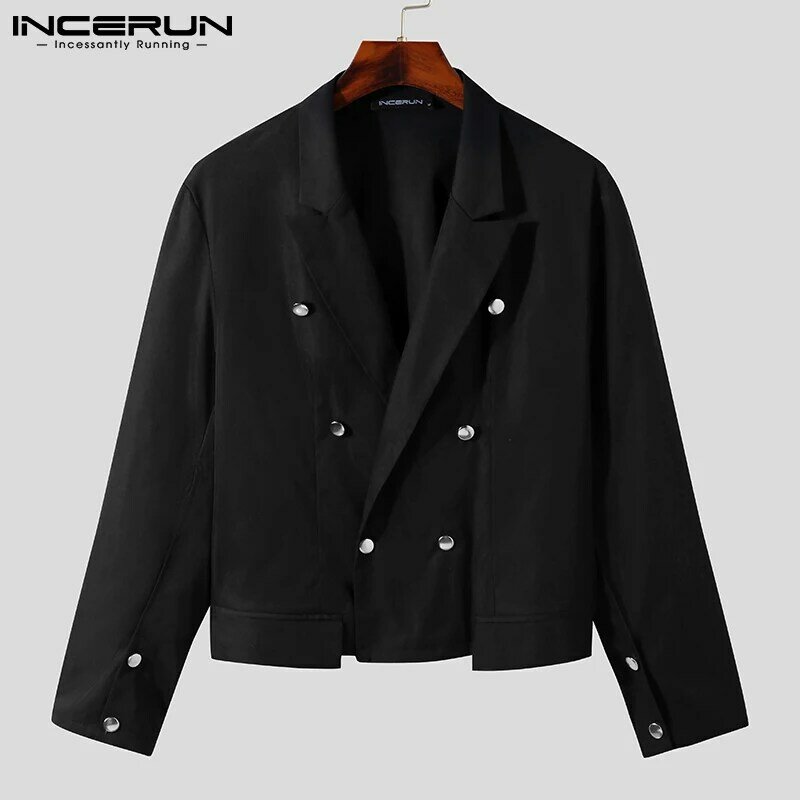 Modne męskie kurtki w stylu Casual Coat dobrze dopasowane solidne wygodne wszystkie mecze proste rozrywka Streetwear kurtki S-5XL INCERUN 2021