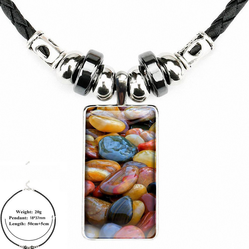 For Men Women Gift Tokyo Ghou Anime Glass Cabochon Jewelry Steel Color With Long Pendant Choker Rectangle Black Hematite