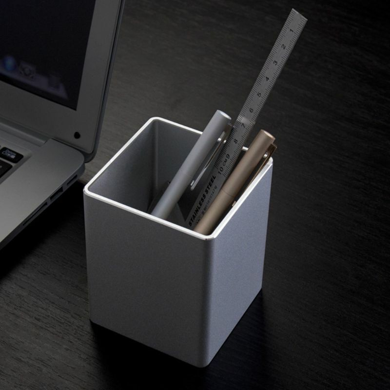 Organiseur de stylos et crayons en aluminium, carré en métal, conteneur de stockage de gobelets, livraison directe