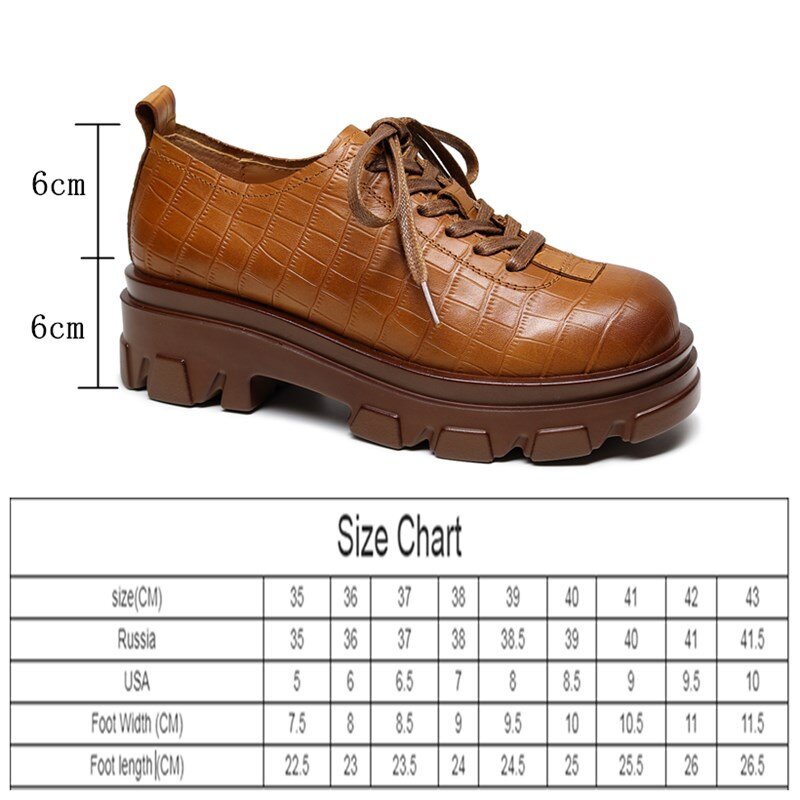 Zapatos Vintage de suela gruesa para mujer, calzado de plataforma con cordones, piel auténtica Natural, Primavera, 2022
