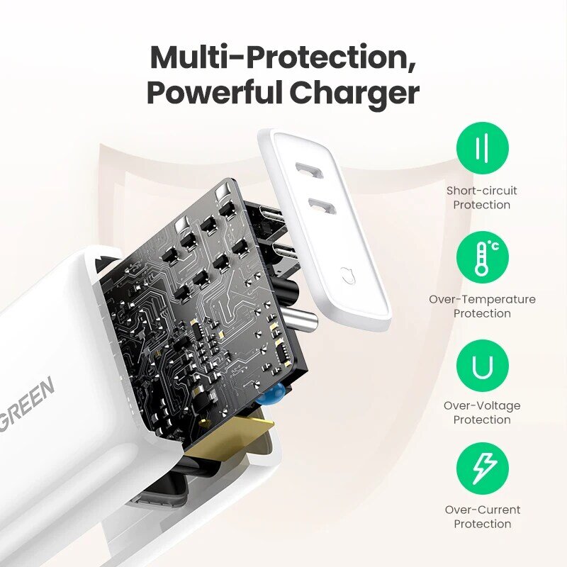 Ugreen – chargeur USB PD36W PD Quick Charge 4.0/3.0 pour iPhone 14 Pro, XS, Macbook, iPad, chargeur USB type-c Quick Charge 3.0 pour Huawei
