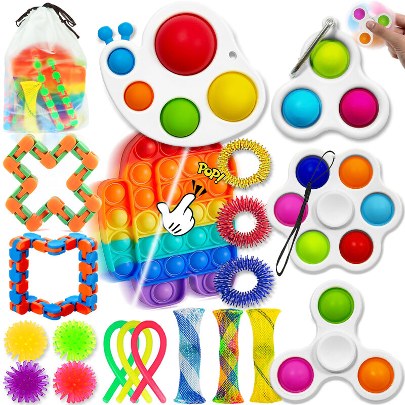 Fidget Pack Cheap Push Popp Bubble Set di giocattoli per fossette semplici rilievo di Stress autismo ADHD esigenze speciali per bambini adulti